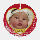 Nieuw Baby Photo Keepomwille Snowy Red Glas Ornament (Achterkant)