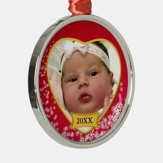 Nieuw Baby Photo Keepomwille Snowy Red Metalen Ornament (Rechts)