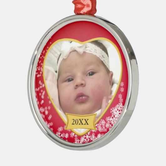 Nieuw Baby Photo Keepomwille Snowy Red Metalen Ornament (Links)