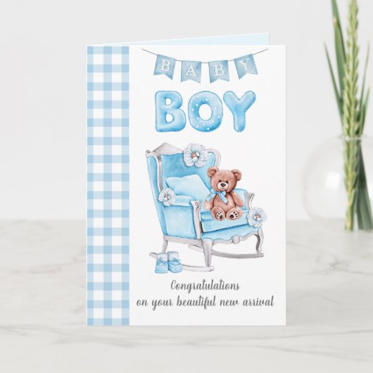 Nieuw babyboy wenskaart kaart (Voorkant)