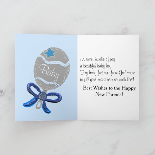 Nieuw babyjongetje met blauw Baby Kaart (Binnen)