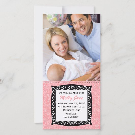 Nieuw Babykaart Aankondiging (Voorkant)