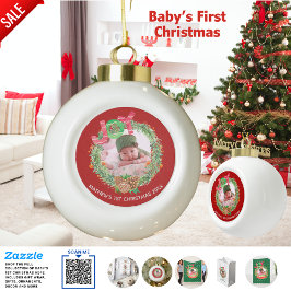 NIEUW Babys 1e Kerstmis FOTO BAUBLE Keramische Bal Ornament