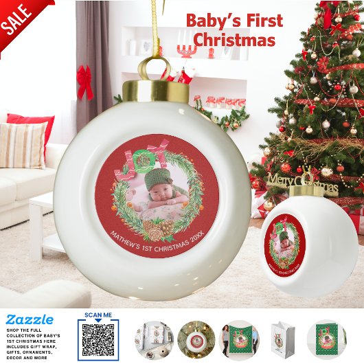 NIEUW Babys 1e Kerstmis FOTO BAUBLE Keramische Bal Ornament