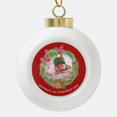 NIEUW Babys 1e Kerstmis FOTO BAUBLE Keramische Bal Ornament (Voorkant)