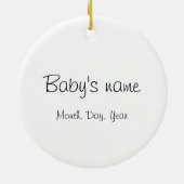 Nieuw babysiernummer Aangepast versieringsprogramm Keramisch Ornament (Achterkant)