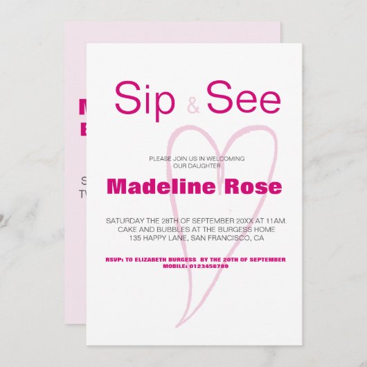 Nieuw babySip en zie met statistieken Kaart (Voorkant / Achterkant)