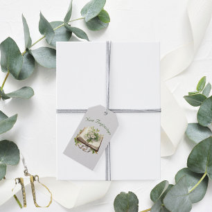 Nieuw Begin Bloemen Open Boek Trouwen Cadeaulabel