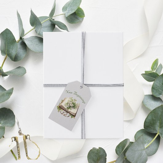 Nieuw Begin Bloemen Open Boek Trouwen Cadeaulabel