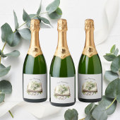 Nieuw Begin Bloemen Open Boek Trouwen Sparkling Wijnetiket