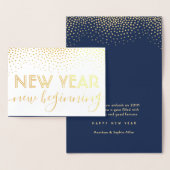 Nieuw Begin Confetti Navy Blue Gelukkig Nieuwjaar Folie Kaarten (Display)