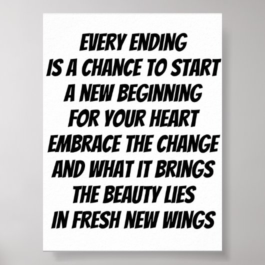 Nieuw Begin inspirerend minigedicht Poster (Voorkant)