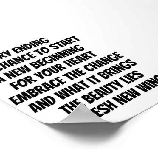 Nieuw Begin inspirerend minigedicht Poster (Hoek)