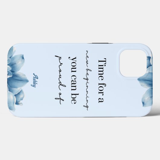 Nieuw Begin Inspirerend Waterverf Blauwe Bloem Case-Mate iPhone Case (Achterkant (horizontaal))