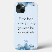 Nieuw Begin Inspirerend Waterverf Blauwe Bloem Case-Mate iPhone Case (Achterkant)