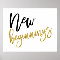 Nieuw Begin Motivatie Spreuk Goud/Zwart