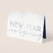 Nieuw Begin Navy Blue Happy New Year Confetti Folie Kaarten (Voorkant)