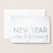 Nieuw Begin Navy Blue Happy New Year Confetti Folie Kaarten (Voorkant met envelop)