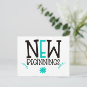 Nieuw Begin Positiviteit Quote Blauwgroen Wit Briefkaart (Staand voorkant)