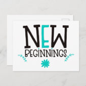 Nieuw Begin Positiviteit Quote Blauwgroen Wit Briefkaart (Voorkant / Achterkant)