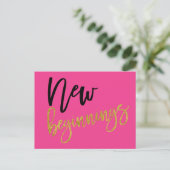 Nieuw Begin Positiviteit Quote Hot Pink Briefkaart (Staand voorkant)