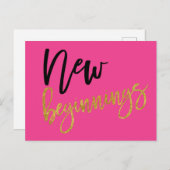 Nieuw Begin Positiviteit Quote Hot Pink Briefkaart (Voorkant / Achterkant)