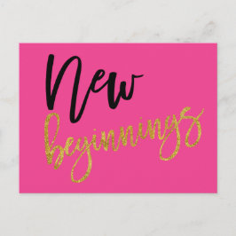 Nieuw Begin Positiviteit Quote Hot Pink Briefkaart