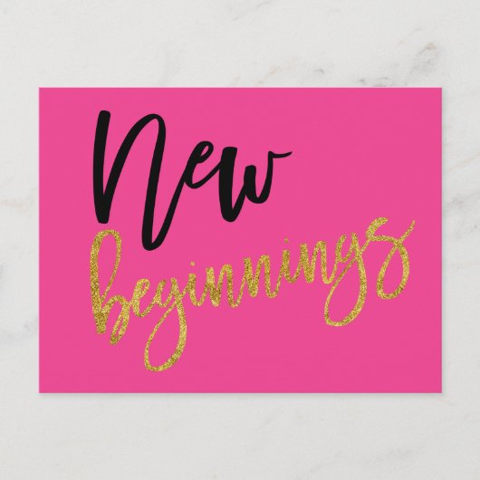 Nieuw Begin Positiviteit Quote Hot Pink Briefkaart (Voorkant)