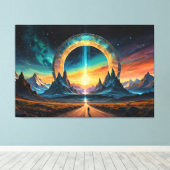 Nieuw begin: stap door een sterrenpoort canvas afdruk (Insitu (Houten vloer))