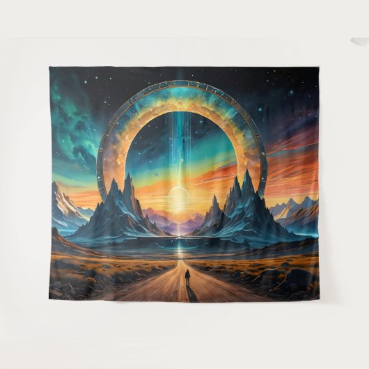 Nieuw begin: stap door een sterrenpoort wandkleed (Voorkant (horizontaal))