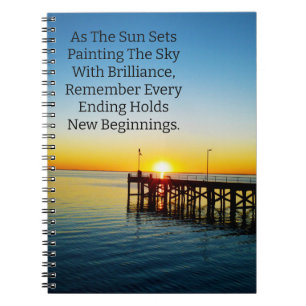 Nieuw begin, Sunset Motivatie quotes, Notitieboek
