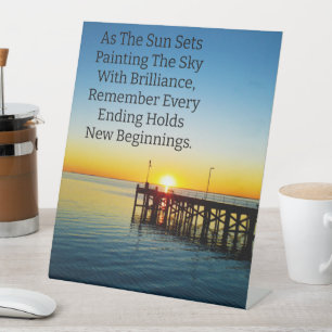 Nieuw begin, Sunset Motivatie quotes, Reclamebord Met Voetstuk