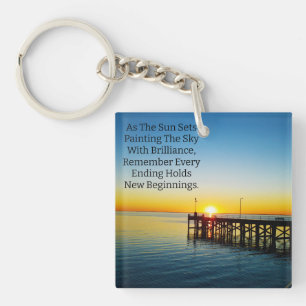 Nieuw begin, Sunset Motivatie quotes, Sleutelhanger