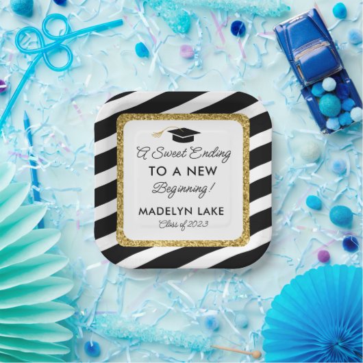 Nieuw beginnerdessert Afstuderen zoet beëindigen Papieren Bordje (Feest)