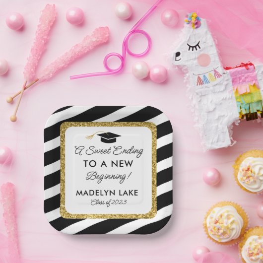 Nieuw beginnerdessert Afstuderen zoet beëindigen Papieren Bordje (Feest)