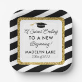 Nieuw beginnerdessert Afstuderen zoet beëindigen Papieren Bordje (Voorkant)