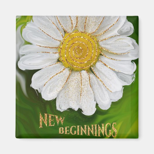 Nieuw Beginnings - Daisy flower power Magneet (Voorkant)