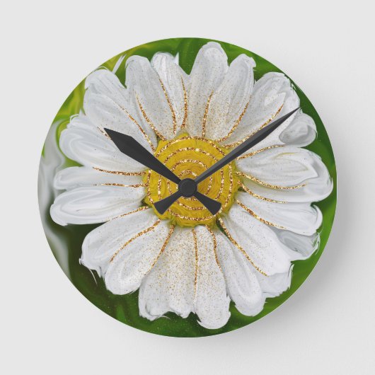 Nieuw Beginnings - Daisy flower power Ronde Klok (Voorkant)