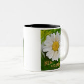 Nieuw Beginnings - Daisy flower power Tweekleurige Koffiemok (Voorkant rechts)
