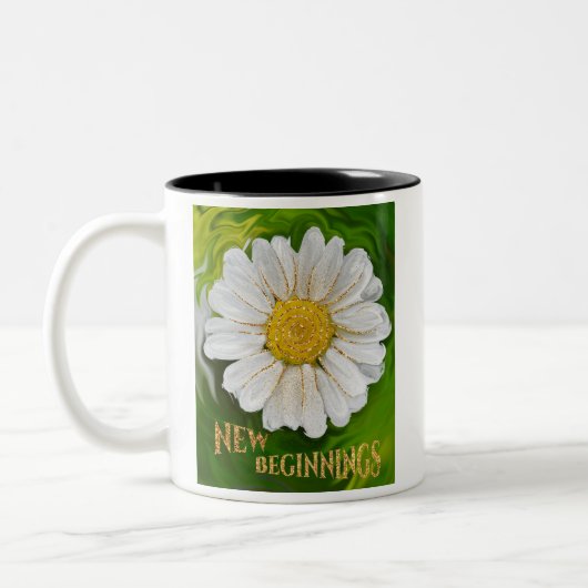 Nieuw Beginnings - Daisy flower power Tweekleurige Koffiemok (Links)