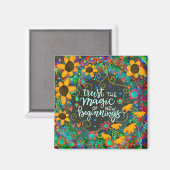 Nieuw Beginnings Daisy Inspirivity Trendy Magneet (Voorkant / Achterkant)