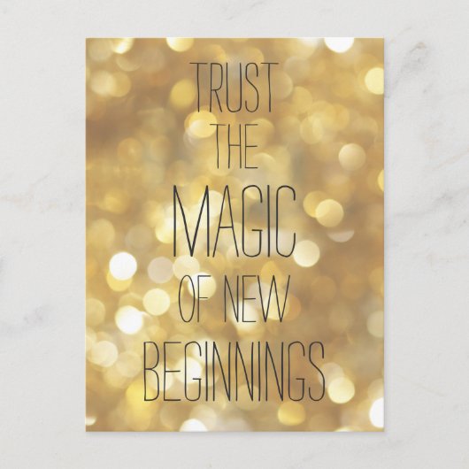 Nieuw Beginnings - Goud Inspirerend Quote Briefkaart (Voorkant)