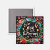 Nieuw Beginnings Hearts Flowers Abstracte Inspiriv Magneet (Voorkant / Achterkant)