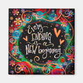 Nieuw Beginnings Hearts Flowers Abstracte Inspiriv Magneet (Voorkant)