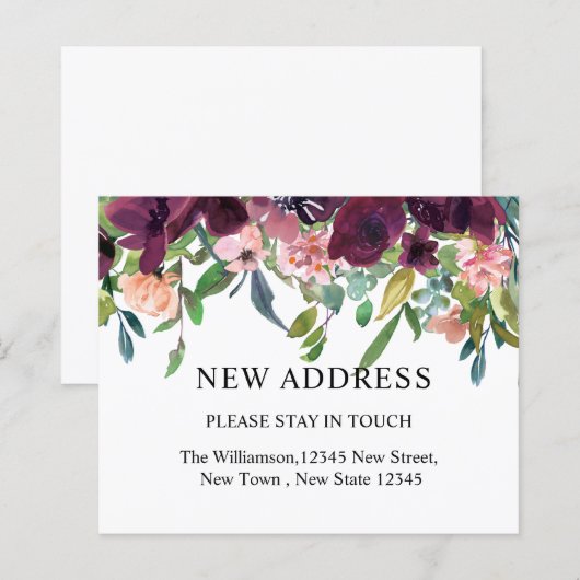 Nieuw begrotingsadres | Waterverf Floral & Greener (Voorkant / Achterkant)