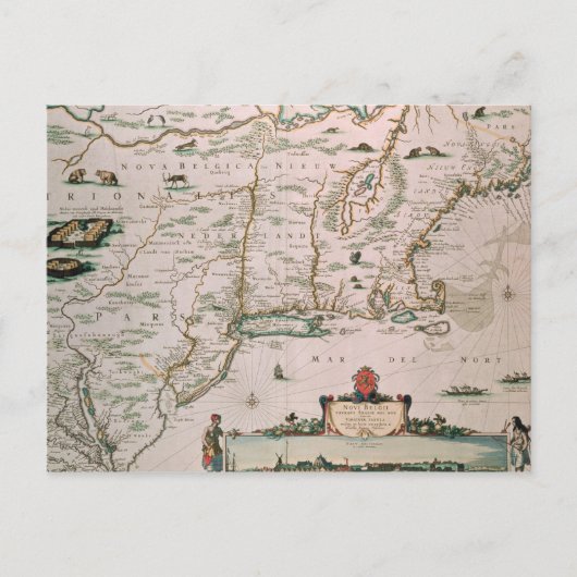 Nieuw-België, bord van Atlas Contractus c.1671 Briefkaart (Voorkant)