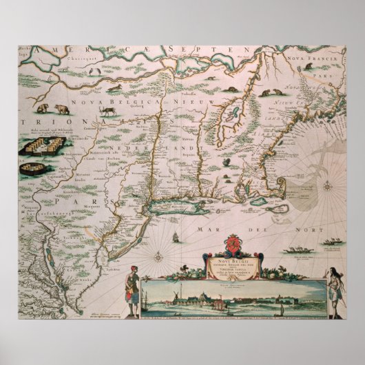 Nieuw-België, bord van Atlas Contractus c.1671 Poster (Voorkant)