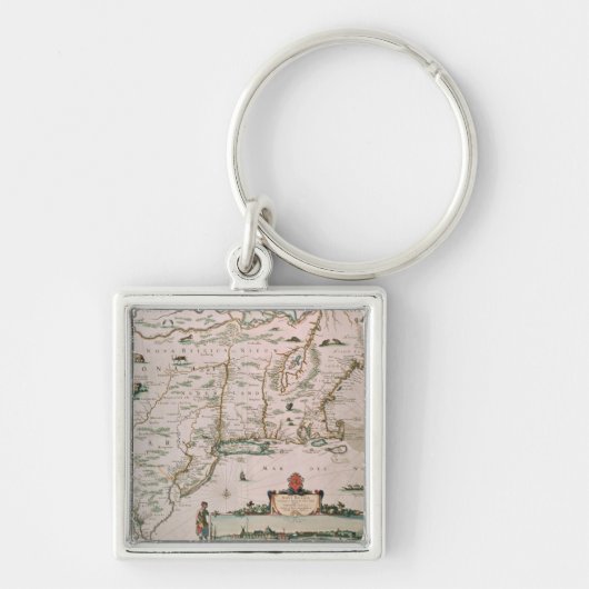 Nieuw-België, bord van "Atlas Contractus" c.1671 Sleutelhanger (Voorkant)