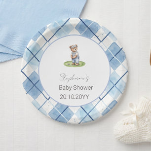 Nieuw bij Club Blue Golfende Beer Baby Shower Papieren Bordje