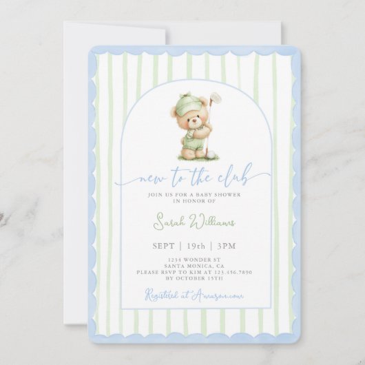 Nieuw bij Club Golf Baby shower Boy Kaart (Voorkant)